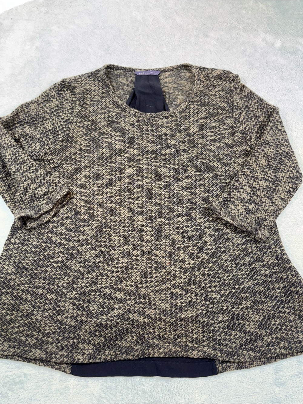 M&S Collection Marled Mixed-Media Scoop Neck Top – UK 10 / US 6